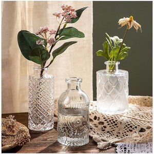 Glass Bud Vase Set of 3, Small Flower Vases